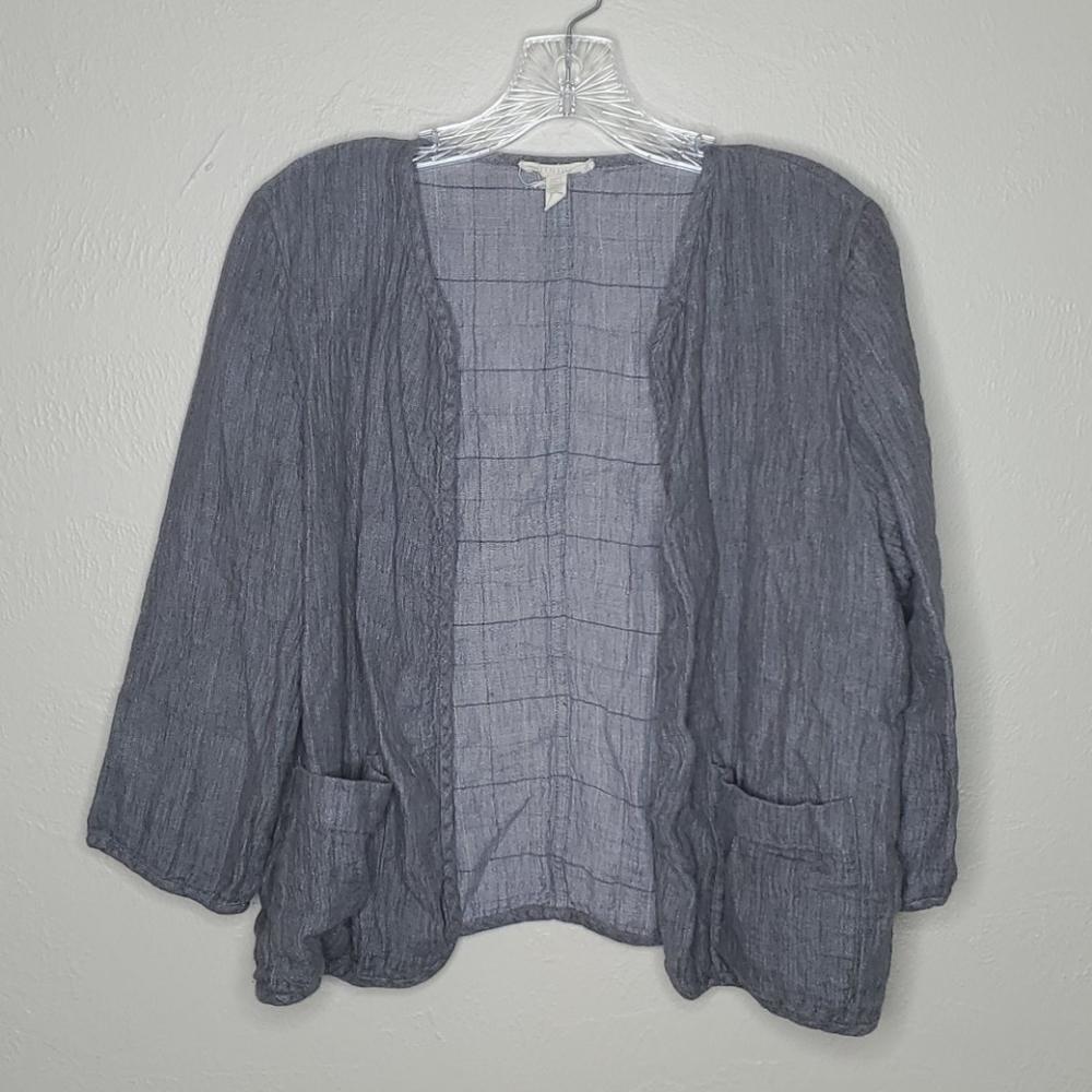 Eileen Fisher Open Front Linen/Cotton Cardigan